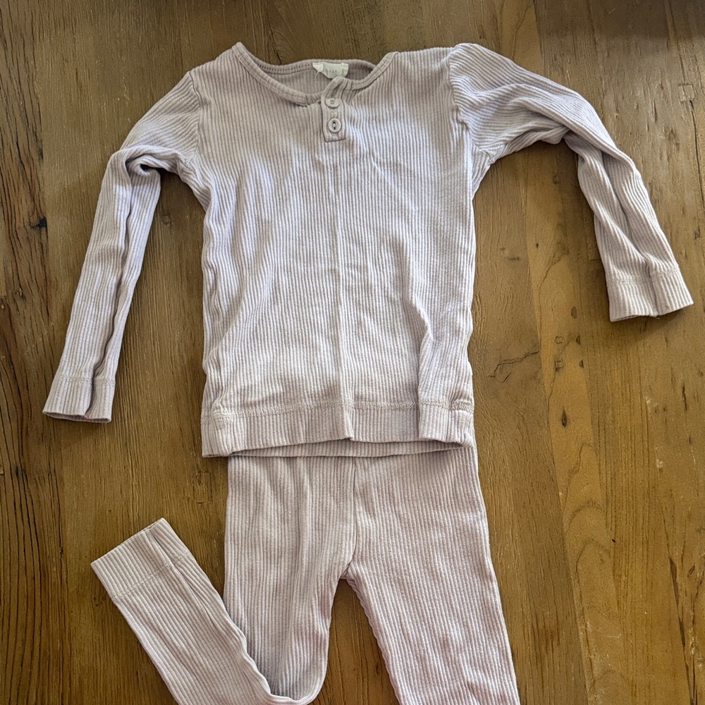 Jenni Kayne Kids Ribbed Two-Piece Pajama Set - Light Lavender